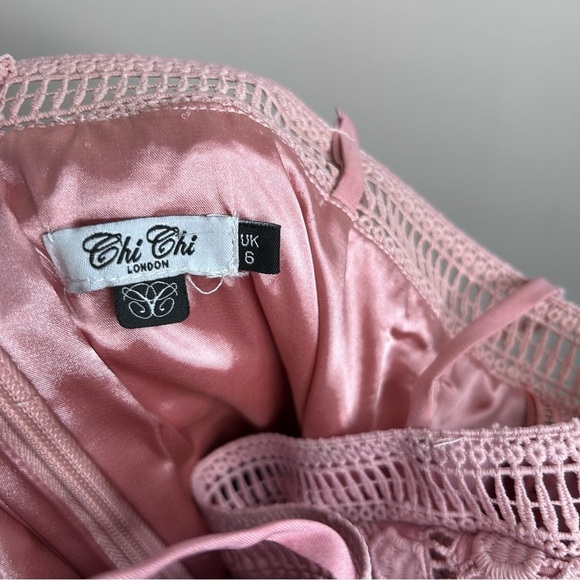 Chi Chi London Pink Lace Mini Dress Size US 2 - Picture 6 of 10